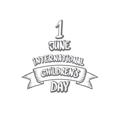 1 june international childrens day icon or label isolated on white background. happy Children day greeting card. kids day poster. Children day banner