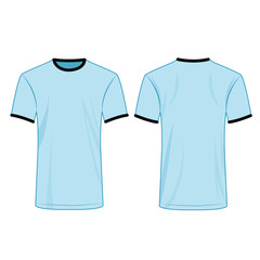 Two colors t shirt baby blue and black isolated vector set
