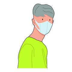flat vector illustration man wearing a mask