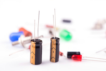 capacitor close-up. capacitor on a white background