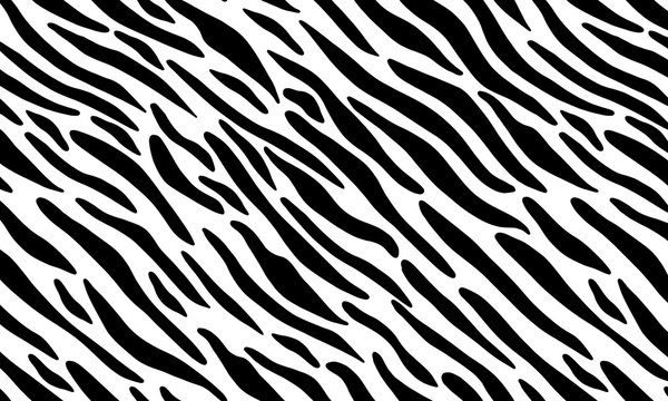 Vector Seamless Black and White Pattern of Leopard and Zebra Skins on an Isolated White Background. Stock texture of the animal. Fashion design, print on fabric wallpaper, website template design.