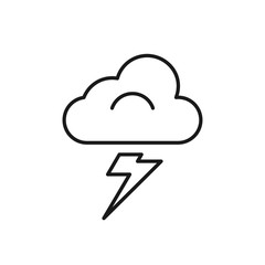 Thunderstorm icon in the line style with cloud and lightning symbols the one is isolated on a white background.