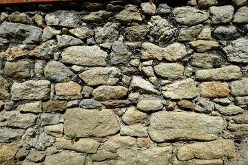 Wall of stones in the west of France. Loire Atlantique departement, april 2020