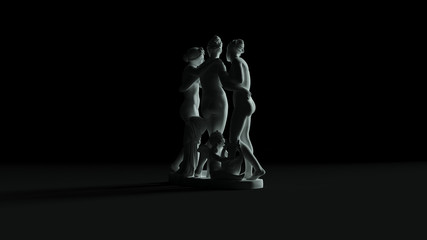 The Three Graces Sculpture Back Quarter Right View 3d illustration 3d render