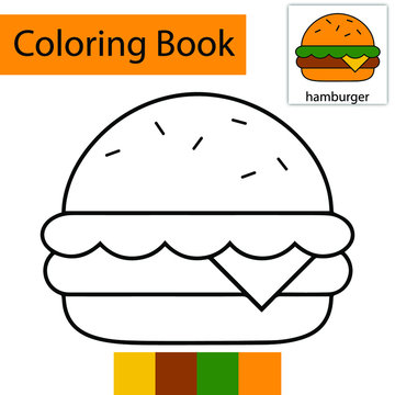 Graphic design themed coloring book with pictures Humberger