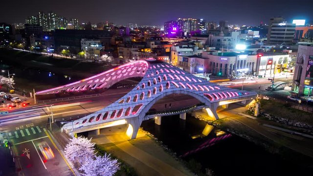 [Editorial] Daejeon, South Korea - October 22, 2016 : Timelapse shot of Mokcheokgyo, which is located in Daejeon, South Korea.