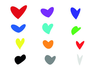 Set of colorful hearts