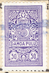Postage stamps of the Republic of Turkey is offset printing Postal Telegraph and Telephone...
