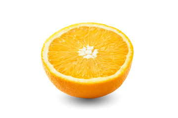 slices of ripe orange fruits on white