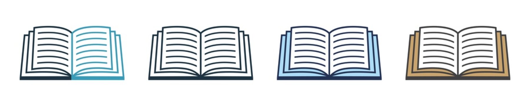 book icon vector, Book logo in line style	
different style vector illustration.