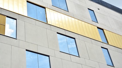 Obraz premium Modern European residential apartment buildings quarter. Abstract architecture, fragment of modern urban geometry.