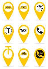 Taxi icon, taxi service logo. Taxi service. Vector, cartoon illustration.