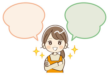 女性、主婦、吹き出し、笑顔