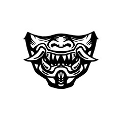 Evil Samurai Mask. Demonic face. Mask print