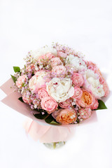 bouquet of roses and peonies