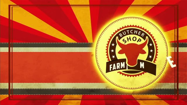red cattle head internal irregular boundary circle aged present mind for ranch meat butcher store
