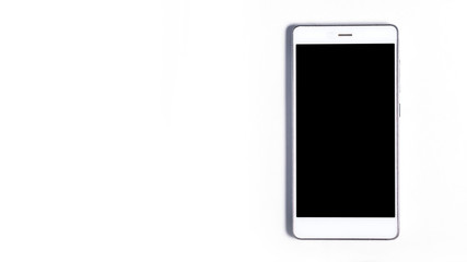 A modern mobile touch smartphone with a glass screen isolated on a white background. Service,...