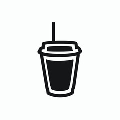 coffee or tea cup for cafe or restaurant - black and white icon