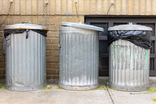 Metal Trash Can Open. Waste Can. Trash Bin Stock Image - Image of