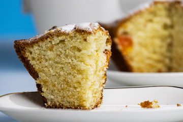 Apetite slice of sweet cupcake for tea.