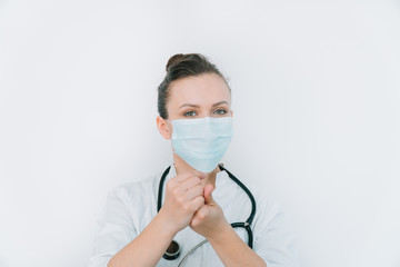 Young female doctor shows instructions on how to not get coronavirus