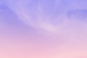 Sky and cloudy with beautiful purple color background.Subtle background Pastel of cloud.