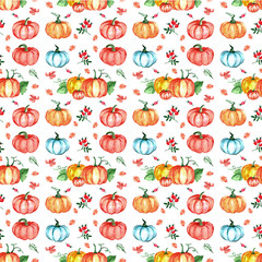 pumpkins on a white background watercolor illustration