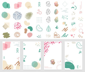 Art set of modern decor prints set abstract - Parts of background set