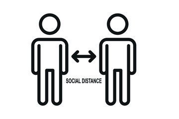 social distance icon. corona virus prevention icon vector isolate. Keep distance sign. 