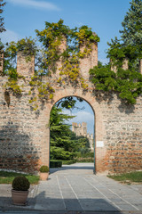 wall fortifications entrance of the Este (Padova) medieval castle in Italy - today it's a free...