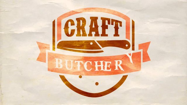 high quality organic red meat farm product publicity with gold and pink icon on wrinkled paper