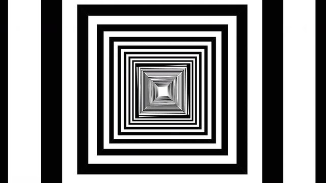 Black abstraction tunnel. Fly out through the grid. Wareframe. Graphics in motion, background animation. Digitally generated animation of concentric lines.