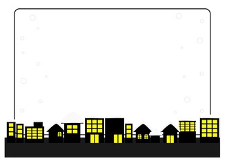 雪が積もっている明かりの灯った冬の夜の街のフレーム