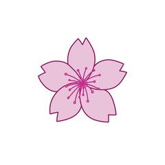 Fototapeta premium sakura flower, cherry blossom doodle icon, vector illustration