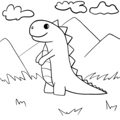Coloring for children. Vector. Cute dinosaur