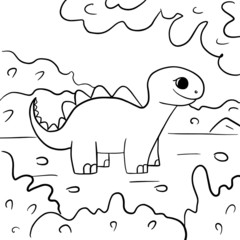 Coloring for children. Vector. Cute dinosaur