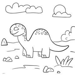 Coloring for children. Vector. Cute dinosaur