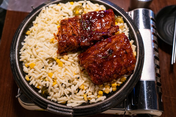 Korean Spicy  barbecue Pork Ribs with Cheese
