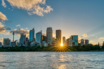 Beautiful Sydney downtown skyline during sunset, NSW, Australia
