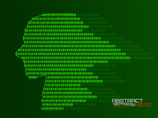 Artificial intelligence. Abstract human head barcode with binary code. Technology background
