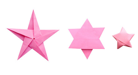 Pink origami paper star collection