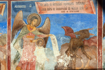 Fresco showing sodomy sin, Rila Monastery, Bulgaria
