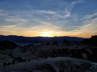 Sunset in the mountains at Zabriskie Point