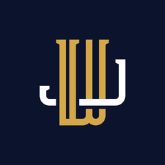 Initial Letter WJ JW Monogram Logo Design