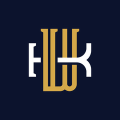 Initial Letter WK KW Monogram Logo Design