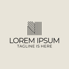 Abstract monoline logo design for capital letter n.
