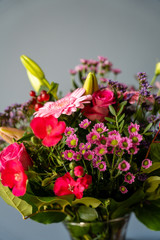 bouquet of red and pink flowers