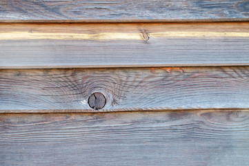 Dark wood texture. Abstract background of dark horizontal old wood panels close-up. Painted village fence.