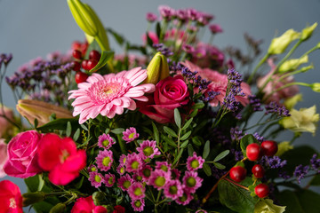 bouquet of red and pink flowers