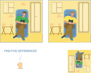 find five differences in the picture. Educational illustration for children.